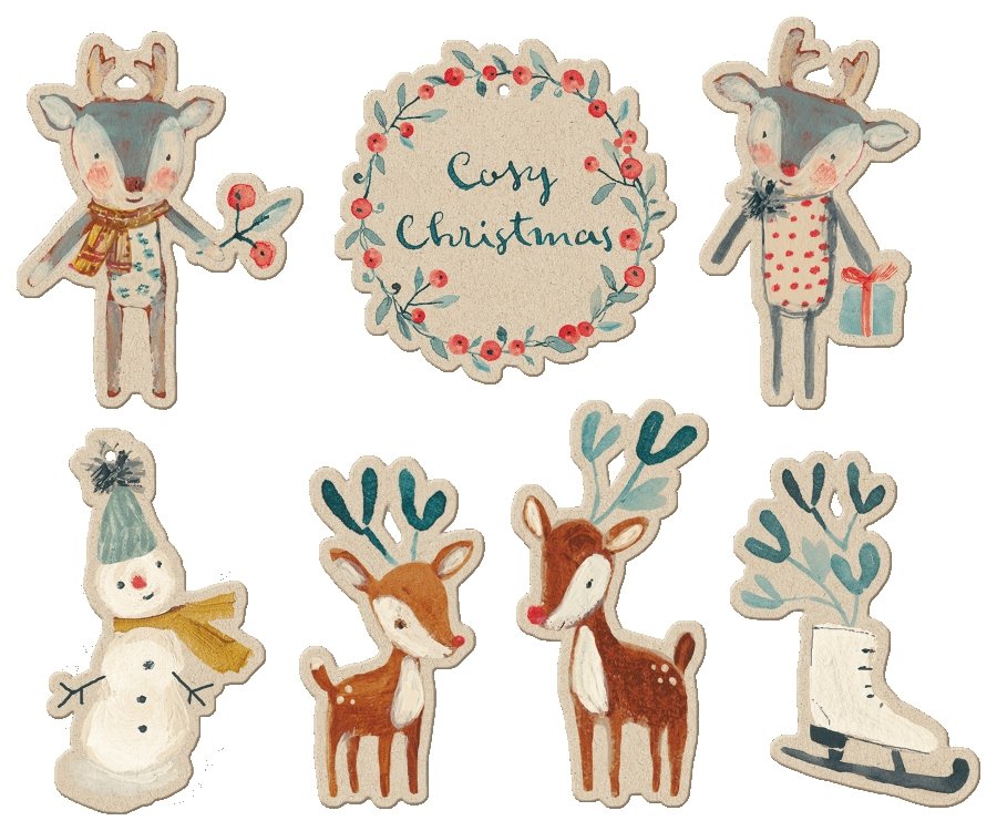 Maileg Papier Geschenkanhänger Cosy Christmas, 14 Stück - Sausebrause Shop